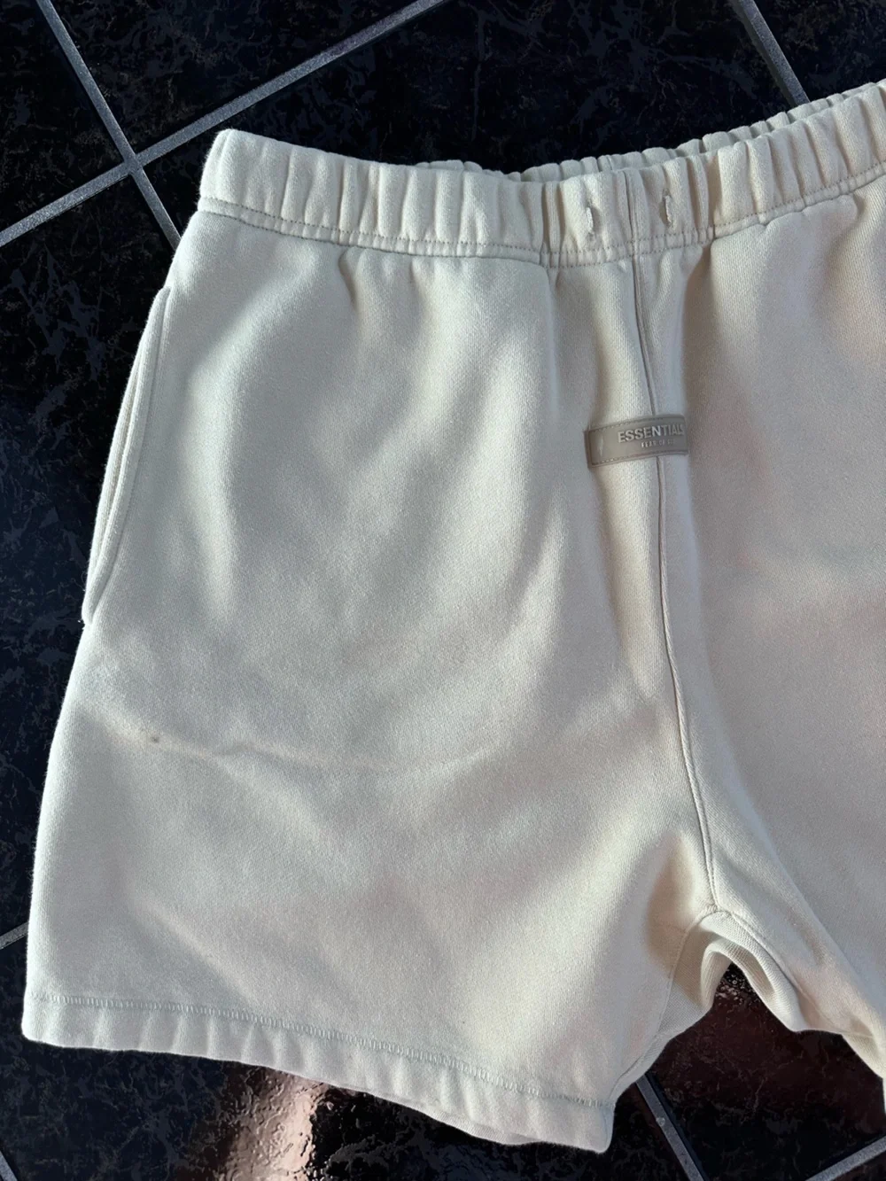 Essentials Women's Cream Athletic Elastic-Waist Shorts
